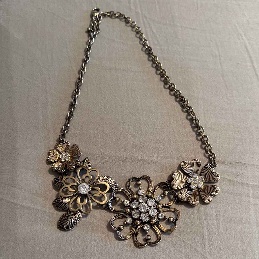 Floral Gold and Silver Necklace